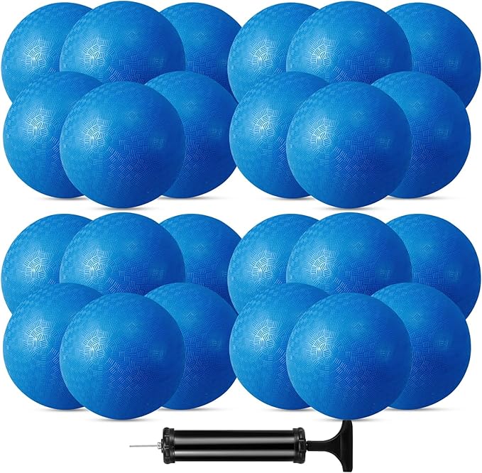 24 Pcs Playground Balls,6 Inch Inflatable Dodge Balls,Sport Bouncy Balls with a Hand Pump,Dodgeball Balls for Indoors Outdoors Ball Games,Gym,School,Camps,Picnic