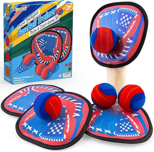 Toss and Catch Ball Game - Baseball Glove Style - Toddler Activity Toys for Boys Girls 3 4 5 6-8 Year Old - Birthday Gifts Easter Basket Stuffers - Kids Outdoor & Indoor Games for Beach Yard Lawn