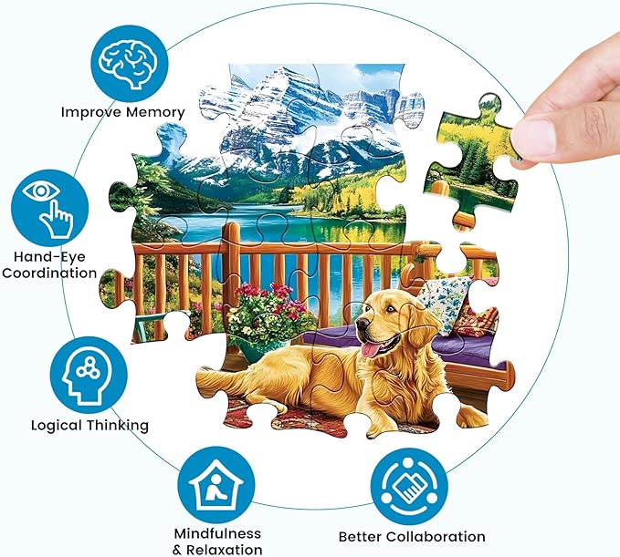 Puzzles for Adults 500 Pieces, Jigsaw Puzzles 500 Pieces Dog Mountain Jigsaw Puzzle Adult Puzzles Recycled Cardboard Puzzle Game Activity Nights Birthday Gift Toy 20.5x15 inch