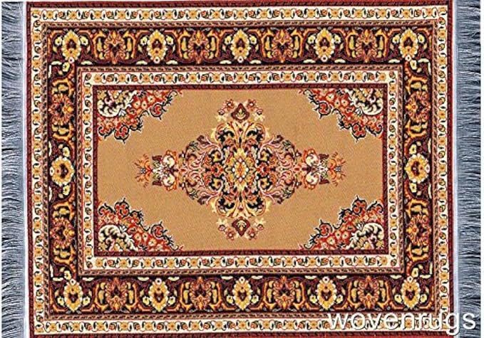 Set of 4 Dollhouse Area Rugs – Miniature Carpet Accessories for Doll Houses, 6 x 4 Inch Rectangular Floor Décor, Oriental Style