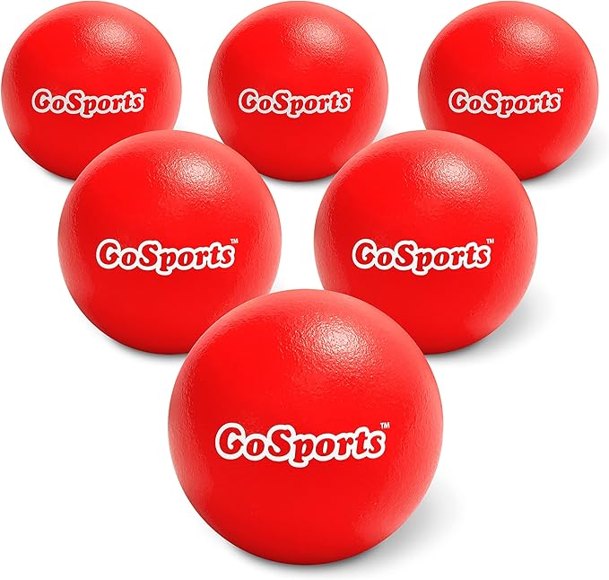 GoSports Soft Skin Foam Playground Dodgeballs - Set of 6 Includes Mesh Carry Bag