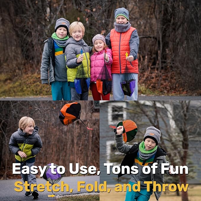 nutty toys Parachute Toys for Kids - Tangle Free Outdoor Flying Parachute Men, Top Indoor & Outside for 3 4 5 6 7 8 9 10 11 12 Year Old, Best Easter Basket Stuffers Idea 2026, Unique Boy & Girl Gifts