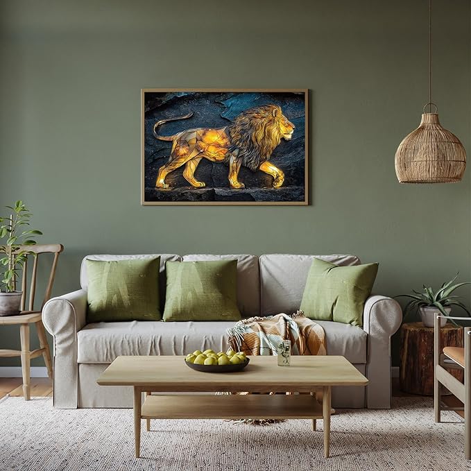 500 Piece Puzzles for Adults, Lion Jigsaw Puzzles 500 Pieces - Amber King, Impossible Puzzle for Home Decor, Finished Size 20.47 * 14.96”, with 1:1 Poster, Letter on The Back