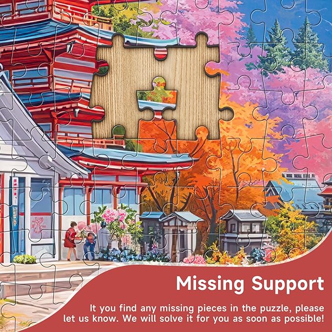 Mount Fuji Cherry Blossom 1000 Piece Puzzle for Adults - Japanese Landscape Art, Vibrant Spring Scene, Poster & Lettered Back, 20"x28" HD, Gift for Travel & Nature Lovers
