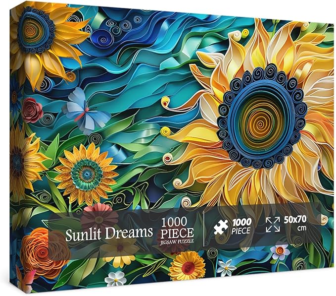 Sunflower Puzzles for Adults 1000 Pieces, Colorful Flower 3D Plant Jigsaw Puzzles Nature, Christian Beautiful Paper Floral Garden Puzzle