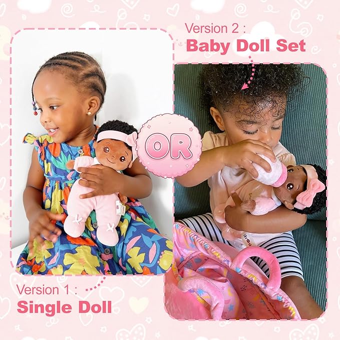 OUOZZZ 10" Black Baby Doll - 1 Year Old Girl Birthday Gifts First African American Baby Dolls for Toddler Girl Toys, Snuggle Buddy for Infants
