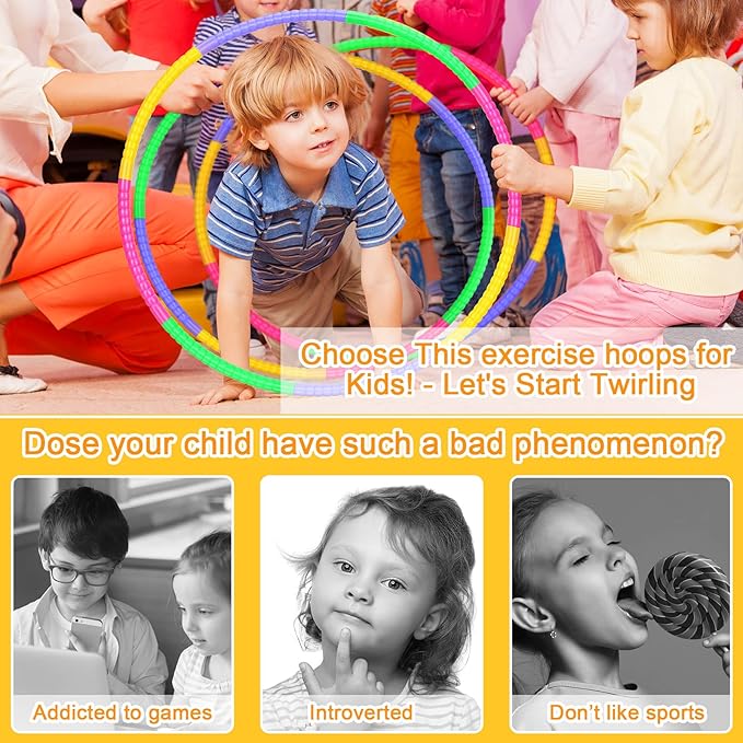 Vinsot Toy Hoop Detachable Plastic Hoops Exercise Equipment Toy Adjustable Rings for Sports Playing Party Game Dance Pet Training