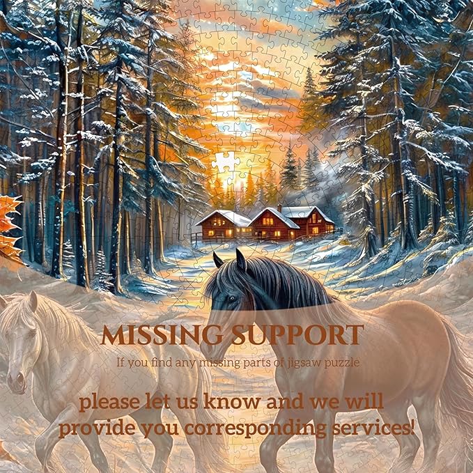 1000 Piece Puzzle for Adult, Winter of The Horse Jigsaw Puzzle 1000 Pieces, Impossible Challenging Fun Puzzle for Adult, Round 26.6 x 26.6 Inch Unique Difficulty Puzzle for Birthday Gift