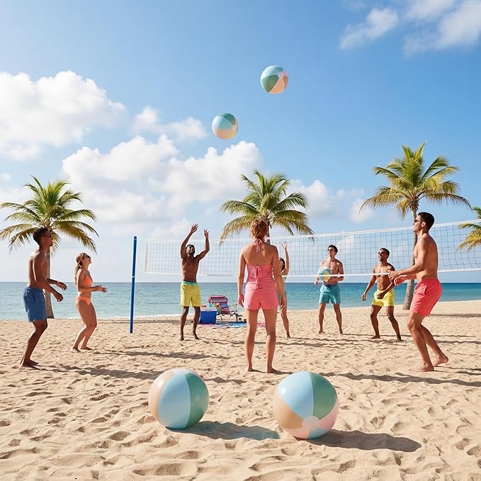5 Pcs Inflatable Beach Balls 24 & 16 Inch Pastel PVC Large Beach Balls Bulk Blow up Pool Water Game Toy for Kid Adult Birthday Luau Summer Pool Party Favors Decorations(Morandi)