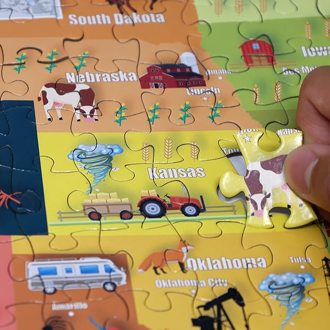 Think2Master Colorful United States Map 500 Pieces with Large Pieces Jigsaw Puzzle for 13+, Teens, Adults & Families. Great Gift for stimulating Interest in The USA Map. Size: 26.8” X 18.9”