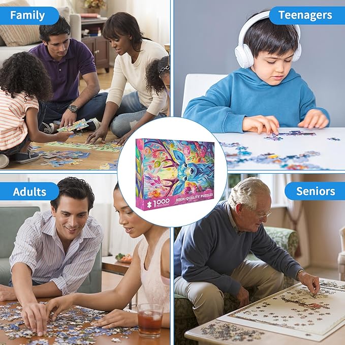 Jigsaw Puzzles 1000 Pieces Geometric Colorful Deer Puzzle for Adults 1000 Pieces Fantasy Puzzles for Adults Jigsaw Puzzle Modern Art 1000 Piece Puzzles for Adults Teens Seniors