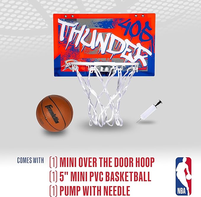 Franklin Sports NBA Team Over the Door Basketball Hoops - Kids Indoor Mini Basketball Hoop + Ball Set - NBA Fan Mini Hoops