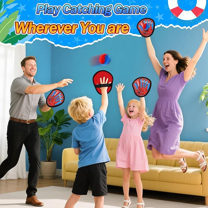 Spider Toss and Catch Ball Game Set – Toddler Baseball Glove, Outdoor Yard Beach Pool Toys, Outdoor Games for Family, Birthday Easter Gift for Ages 3 4 5 6 7 8-12 Year Old Boys Girls