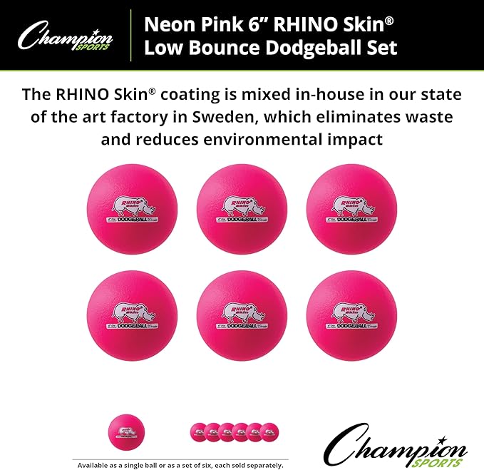 Champion Sports® Rhino Skin® Low Bounce Dodgeball Sets & Singles for Playground, PE, Backyard & League Games – Team Sports Equipment for Youth & Adults