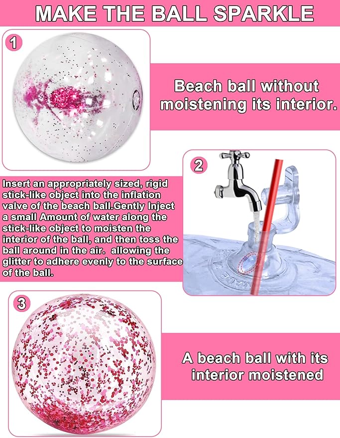 5 Pcs Inflatable Beach Balls, 16 Inch & 24 Inch Large Confetti Glitter Beach Balls, Sequins Clear Blow up Pool Balls Toys for Christmas Party Decorations 2026 New Year Birthday Summer Swimming Pool