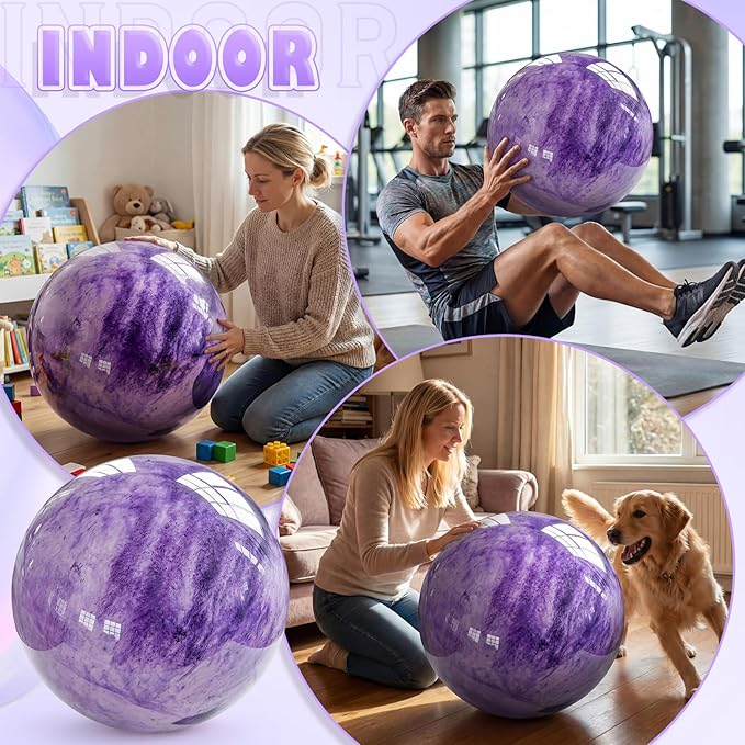 Lewtemi 16 Inch Jumbo Inflatable Playground Ball Marbleized Giant Large Rubber Kickball Four Square Bouncy Balls Giant Beach Dodgeball for Swimming Pool Sports Activities