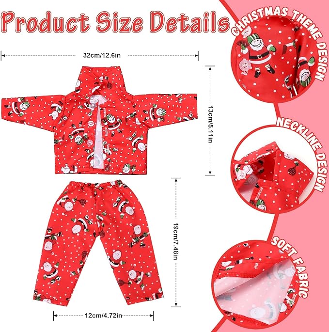 JANYUN 6 Set 18 Inch Doll Clothes and Accessories Christmas Pajamas Set for 18 Inch Doll for Birthday