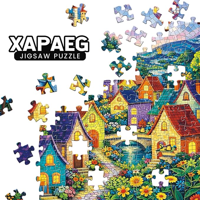500 Piece Puzzle for Adults, Fantasy Village 500 Piece Puzzle, Vibrant Hot Air Balloons & Castle in Starry Night Jigsaw Puzzle, Perfect for Family Game Night, Home Wall Decor, Great Gift for Adults
