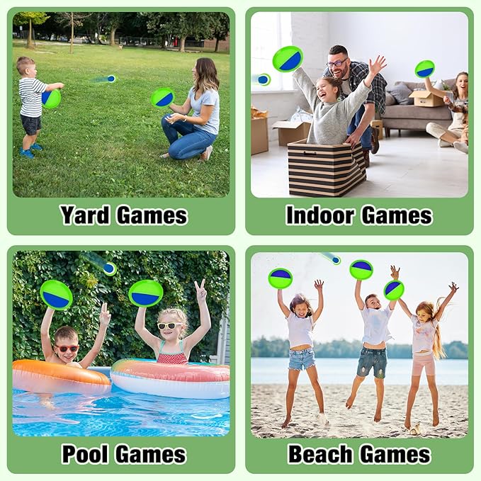 Sticky Toss and Catch Ball Game Set - Kids & Toddlers Outdoor Indoor Activity Toys for Boys Girls 3 4 5 6 7 8-12 Year Old - Great Games for Beach Pool Yard - Birthday Gifts Easter Basket Stuffers