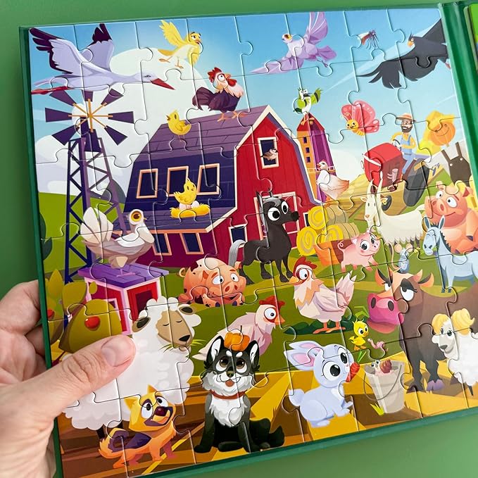 QUOKKA Magnetic Puzzles for Toddlers 2-4 – 2x48 Pieces Travel Games for Kids Ages 3-5 – Forest & Farm Animals Magnetic Puzzles for Kids Ages 4-8 – Educational Puzzle Gift Toy for Boys and Girls
