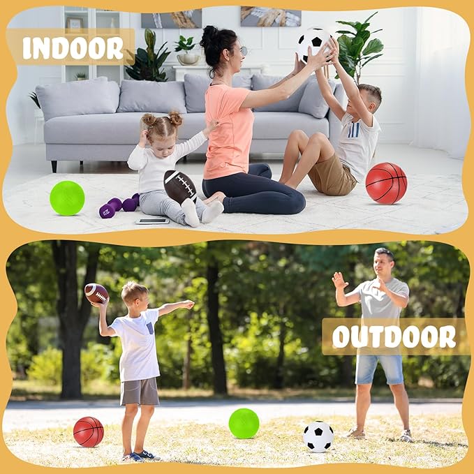 Operation Christmas Balls Bulk with Pump for Kids 5" Deflated Soccer Basketball Football 6.3" Playground Balls Christian Charity Donation Supplies for Toddlers Indoor Outdoor