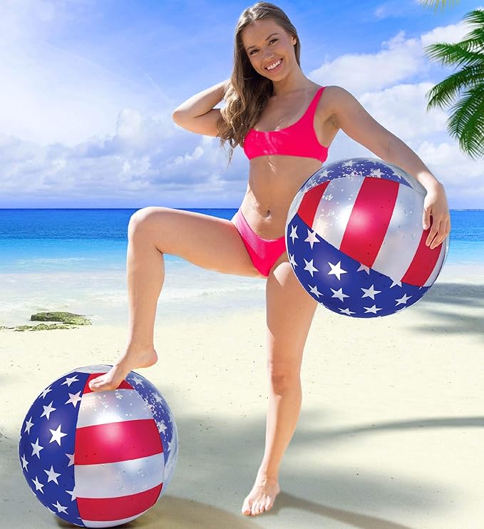 POZA Inflatable USA Pool Float - Luxurious Fun Lounger Filled with Sparkle Silver Stars Confetti, Cool USA Flag Design Water Swimming Pool Floaties for Beach, Lake & Pool