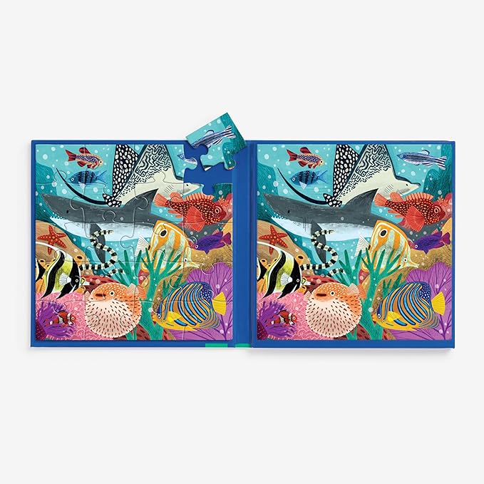 Mudpuppy Depth of The Seas - Tri Fold Magnetic Puzzles Featuring Two 20 Piece Ocean Themed Artwork