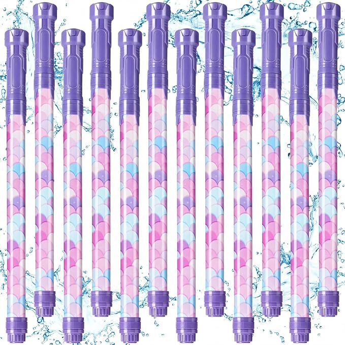 12 Pcs Mermaid Party Favors, 15'' Water Guns Bulk for Kids Water Squirt Blasters Guns, Summer Activity Swimming Pool Backyard Beach Outdoor Toys for Kids Adults, 39 ft Range Shooter