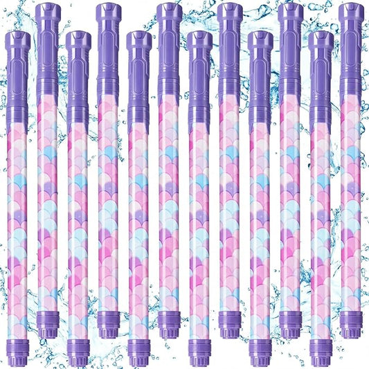 12 Pcs Mermaid Party Favors, 15'' Water Guns Bulk for Kids Water Squirt Blasters Guns, Summer Activity Swimming Pool Backyard Beach Outdoor Toys for Kids Adults, 39 ft Range Shooter