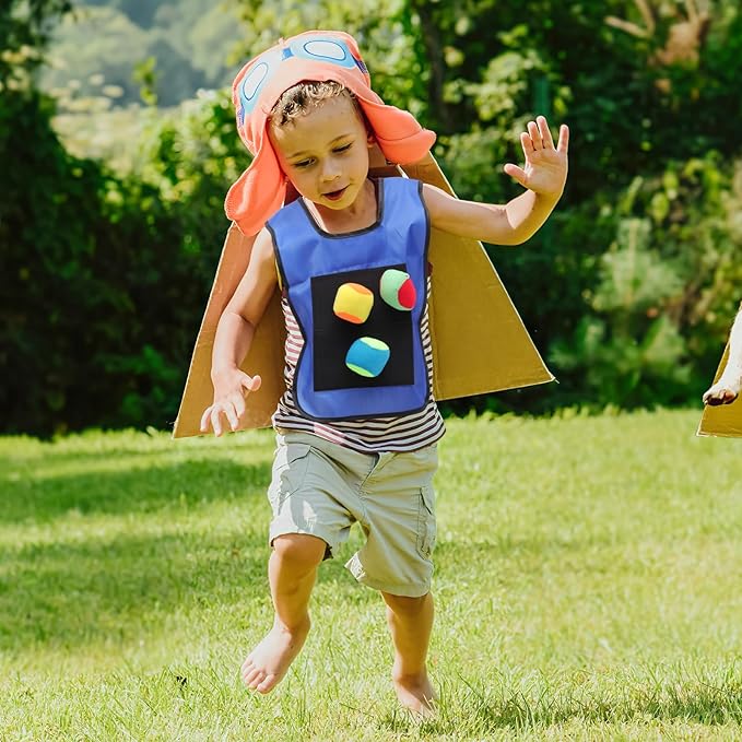 Dodgeball Target Game Set for Kids: 10 Soft Fleece Tag Balls with 2 Sticky Vests, 2-Player Game for Adult Indoor and Outside Play and Sports Activities Toys