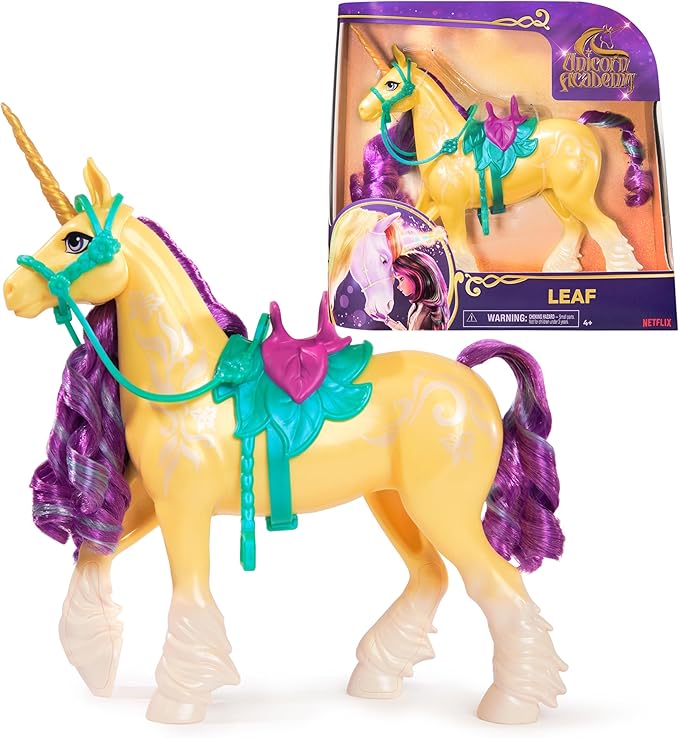 Unicorn Academy, Leaf with 2 Riding Accessories, 11”, Compatible with Ava, Dolls & Unicorn Toys for Girls Ages 4 and up