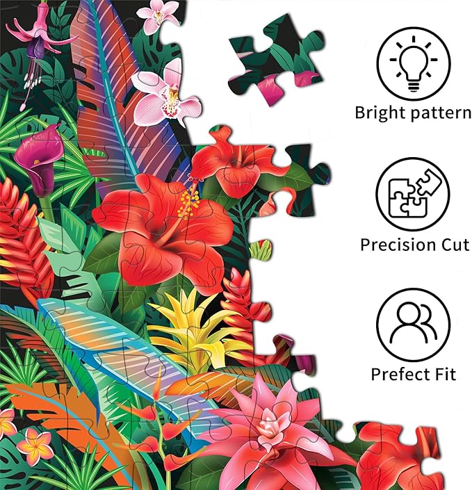 Jigsaw Puzzles for Adults 1000 Pieces, Interlock Perfectly Letter on Back No Dust, Home Decor Birthday Party Gift Toy for Men Women Elders Seniors, 1:1 Poster - Flowers Bloom