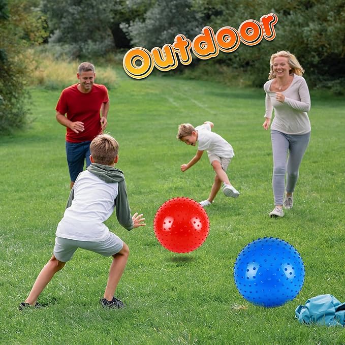 18-Inch Jumbo Playground Balls (3 Pack, Red&Blue&Green) - Oversized Inflatable PVC Balls for Kids & Pets, Backyard Grass Play, Indoor/Outdoor Games with Hand Pump