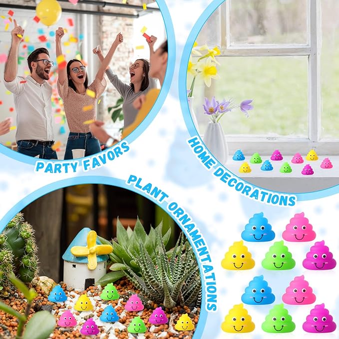 25 Pcs Poop Toys Fake Mini Poop Figurines Mini Glitter Expressions Small Fake Shimmering Rainbow Rubber Toys for Easter Stuffers Easter Gifts April Fools' Pranks Piñata Party Stuffers