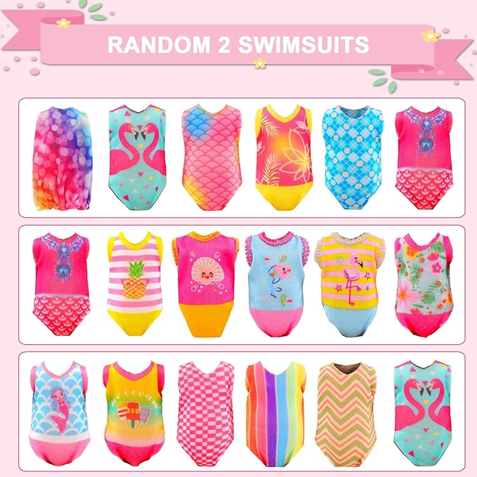 30 PCS Mini 6 Inch Doll Clothes and Accessories Include 4 Tops, 4 Pants for Boy Dolls, 5 Dresses , 2 Swimsuit and 2 Shoes, 10 Outfits Hangers Pocket Glasses Headset Crown for 5.3-6 Inch Dolls