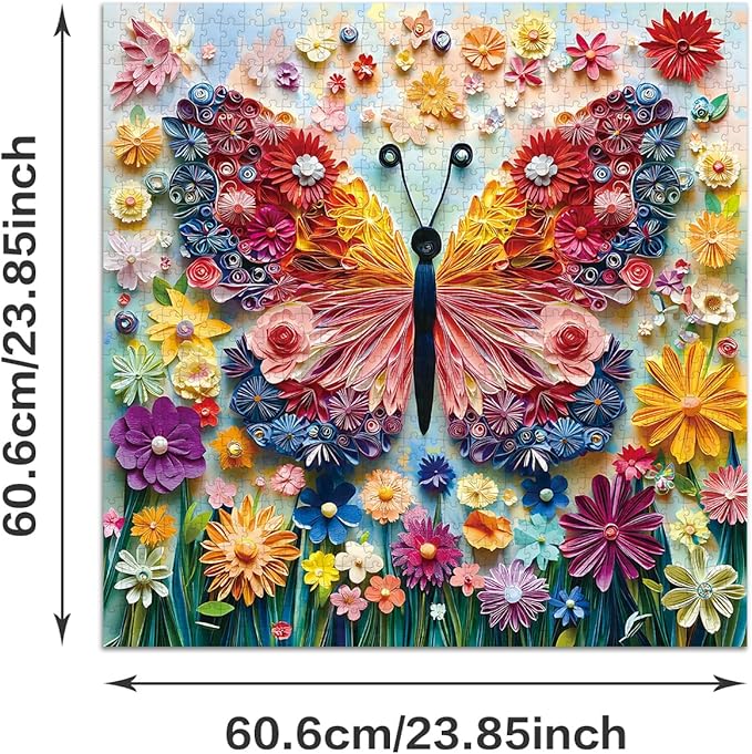 Butterfly Jigsaw Puzzles for Adults 1000 Pieces, Butterflies Difficult Animal Plant Adult and Family Game Challenging Fun Art Wall Decor - Colorful Flower Butterfly Z0814