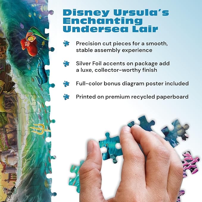 Buffalo Games - Thomas Kinkade Disney Ursula 1000 Piece Puzzle Silver Select Premium Jigsaw Puzzle with Full Color Reference Poster
