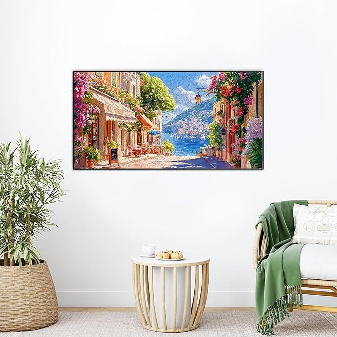 Bimkole Landscape Puzzles for Adults 1000 Pieces, Coastal Flowers Paper Jigsaw Puzzle 1000 Pieces - Fun and Challenging Family Decoration Puzzle Great Gift Idea, Finished Size is 31.5 x 16.14 in