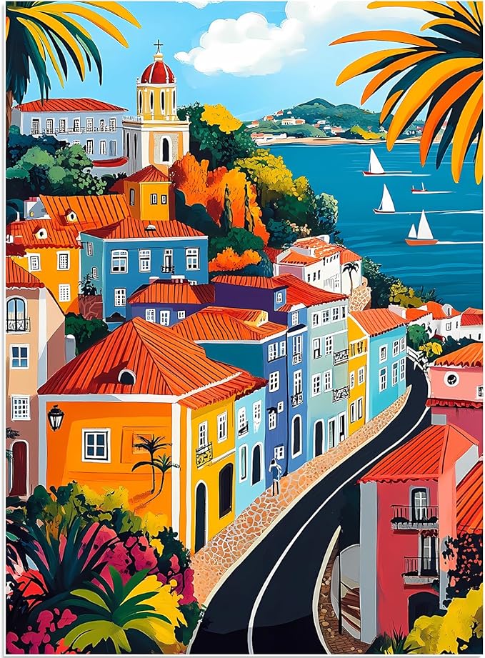 500 Pieces Puzzle for Adults, Town in Autumn Street Puzzle, Recycled Cardboard Jigsaw Puzzles 500 Pieces, Challenging Puzzles Game Home Decor Birthday Party Gift for Adults Seniors 20.5 * 15 in