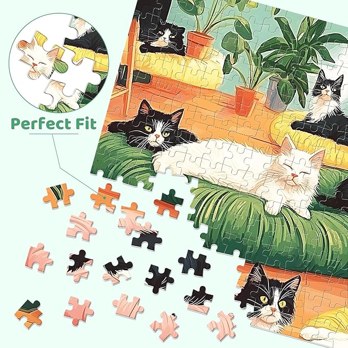 Jigsaw Puzzles 300 Pieces for Adults,300 Piece Puzzles for Kids Ages 8-10 10-12 Cat Aniamls Puzzle 300 Pieces Easy Jigsaw Puzzles Challenging Puzzles Family Activity Game Nights Gift Toy 20.5x15 in