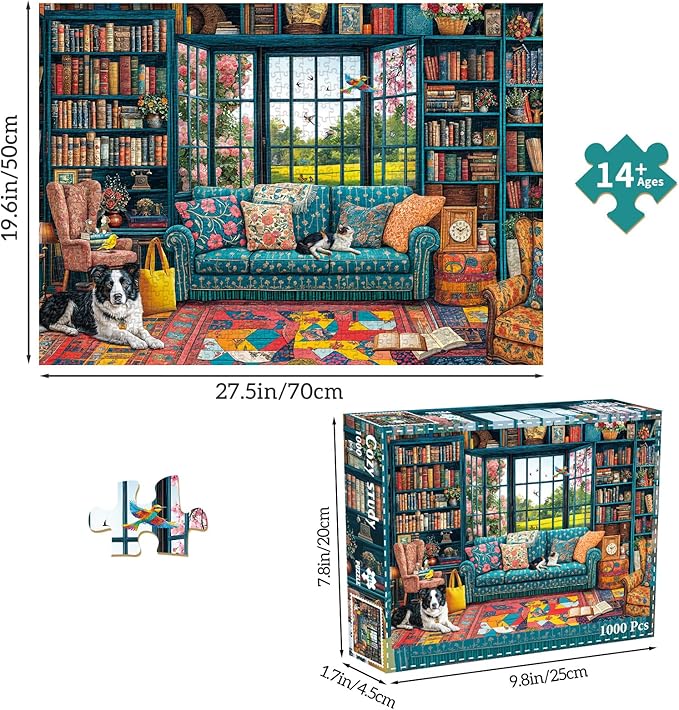 Jigsaw Puzzles for Adults 1000 Pieces, Interlock Perfectly No Dust, Impossible Difficult Hard Fun 1000 Piece Jigsaw Puzzles for Adults-1:1 Poster-Cozy Study