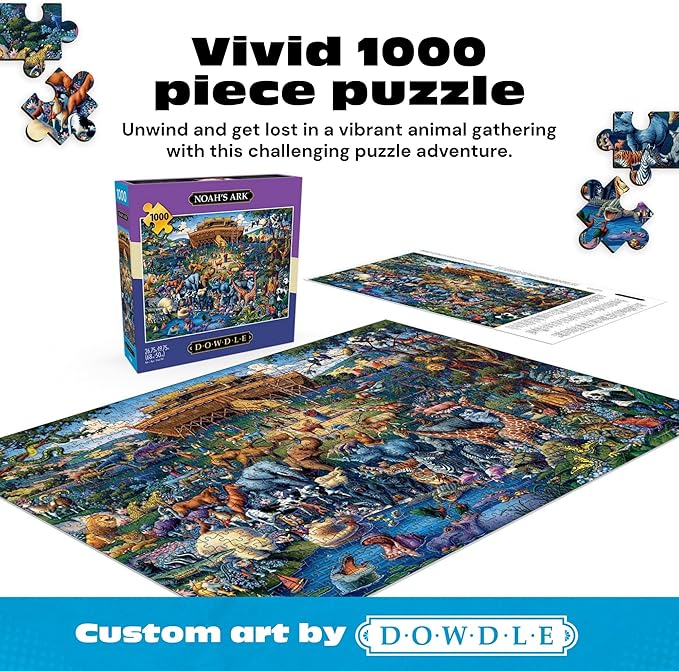 Buffalo Games - Jigsaw Puzzles 1000 Pieces - Dowdle Noah’s Ark Puzzle - Premium Giftable Foil Box with Reference Poster - Made in USA