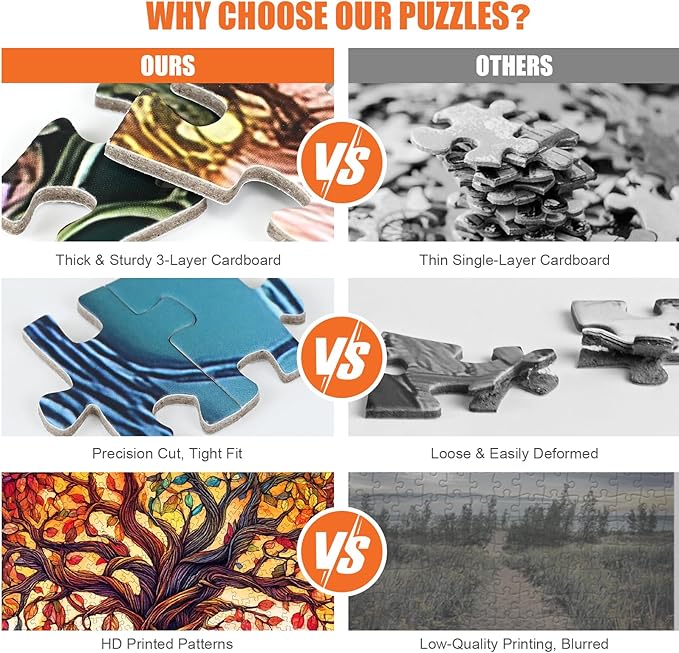 Tree of Life Puzzles for Adults 1000 Pieces - Stained Glass Jigsaw Puzzle with 3D Visual Effect, Challenging Colorful Mosaic Puzzle with Letters on Back, Challenging Hard Difficult Round Puzzles Games