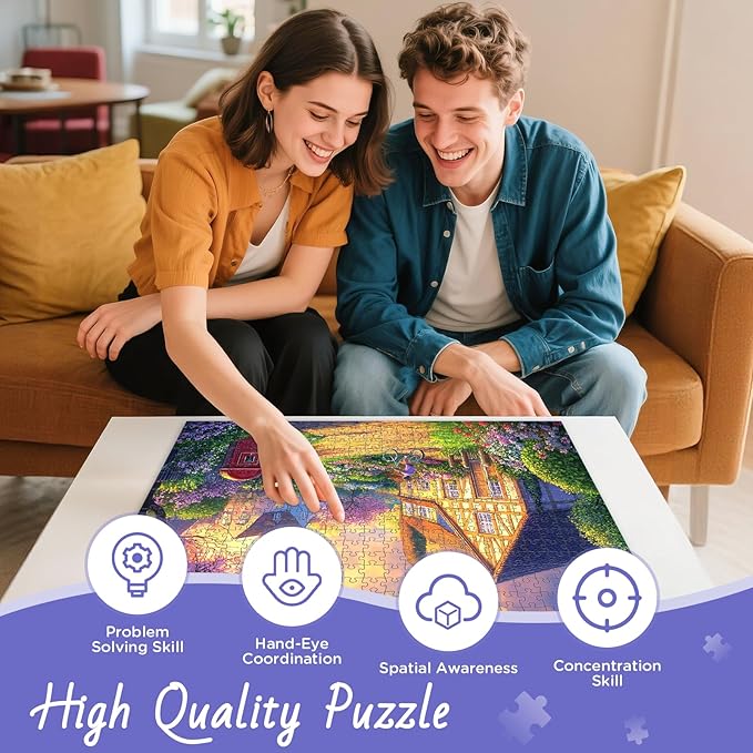 500 Piece Puzzles for Adult, Countryside Jigsaw Puzzle 500 Pieces for Adults Senior, Beautiful Village Sunset House Jigsaw Puzzles, Challenging Puzzle Perfect Game Nights 20.5 X 15 in