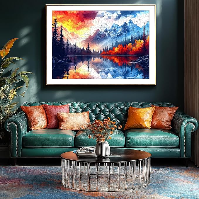 Puzzles for Adults 1000 Pieces Natural Mountain Landscape Jigsaw Puzzles Challenging for Mom Dad Family Friend Family Activity Games Home Decor Wall Art, 27.5 x 19.7 Inch