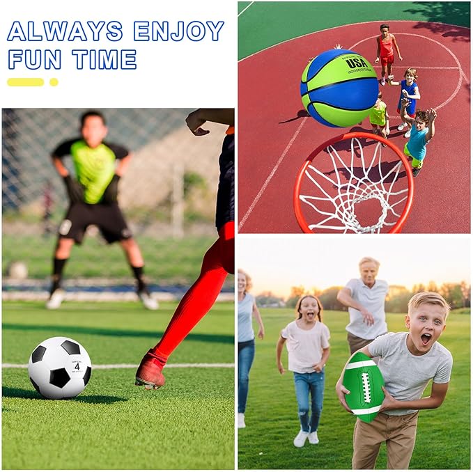 Libima 3 Pcs Sports Ball Set for Kids Teens Include Official Size Basketball Soccer Football with Pump and Carry Bag Training Practice Sport Back to School Gift