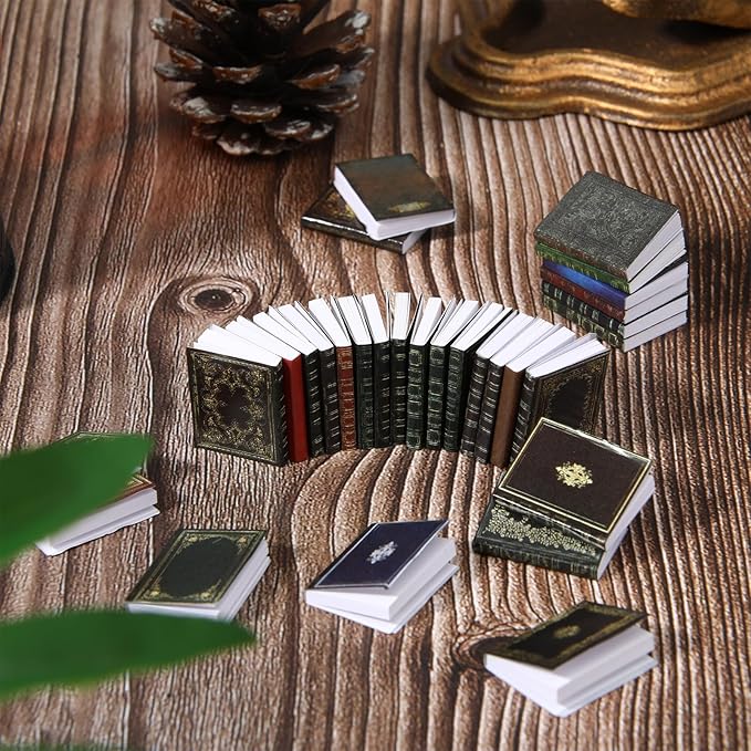 Miniatures Dollhouse Books 30 PCS 1:12 Scale Assorted Colorful Tiny Books for Dollhouse Accessories Classic Pattern Mini Brands Book Doll House Model Accessories for Dollhouses Decoration