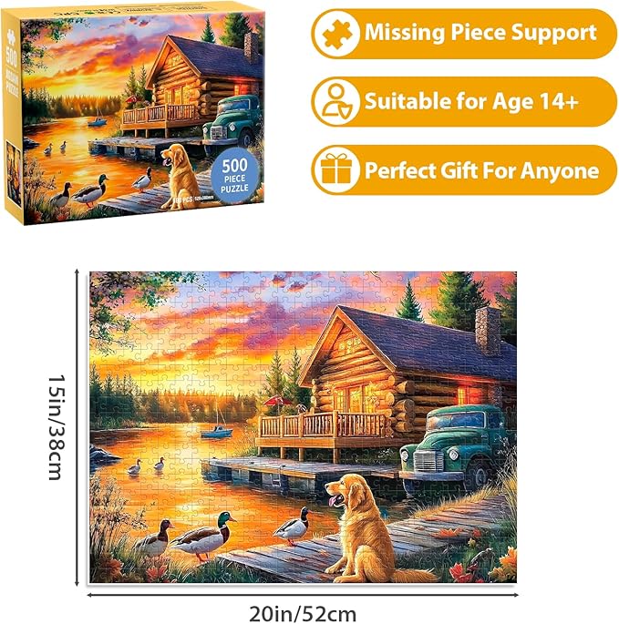 500 Piece Puzzle for Adults Puzzle Dog Duck Car Jigsaw Puzzle, Recycled Cardboar Jigsaw Puzzles 500 Pieces for Senior, Challenging Puzzles Family Birthday Party Toy Gift for Friends 20.5"x15"