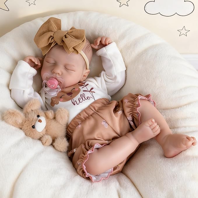 Milidool Lifelike Reborn Baby Dolls-20 Inch Realistic Newborn Baby Dolls, Soft Poseable Cloth Body Real Life Baby Dolls Silicone with Accessories Toy for for 3+ Year Old Girls Gifts, Pretend Play