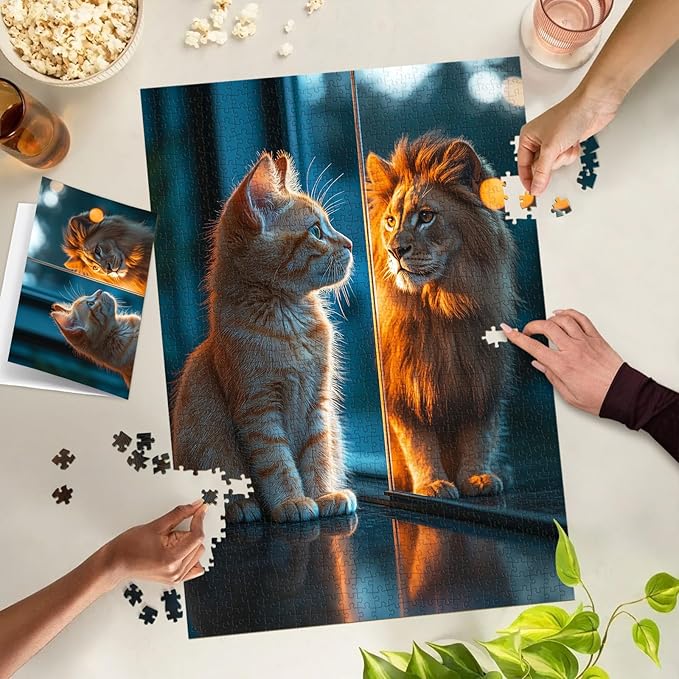 Lionhearted Cat Jigsaw Puzzle, 1000 Piece Puzzle for Adults, Impossible Hard Difficult Challenging Puzzles for Adults 1000 Pieces, Home Decoration Puzzle, Interlock Perfectly No Dust